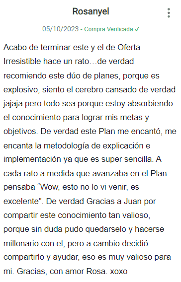 Testimonial Rosanyel sobre la Anatomía de una Página de Ventas de Alta Conversión.