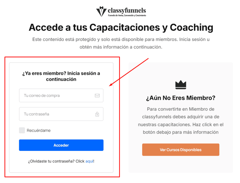 Ayuda - Como acceder a los cursos