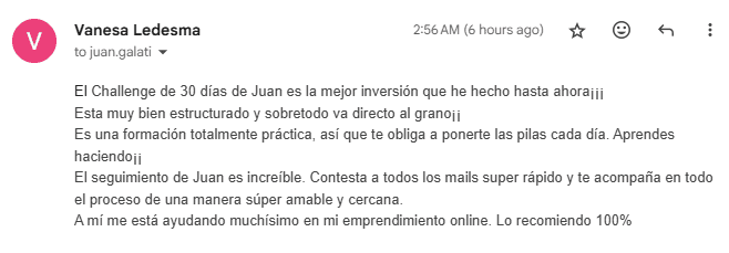 Testimonial Challenge de 30 D&iacute;as para vender en autom&aacute;tico