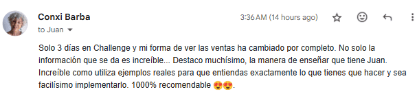 Testimonial Challenge de 30 D&iacute;as para vender en autom&aacute;tico