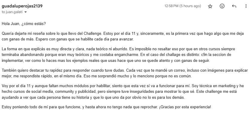 Testimonial Challenge de 30 D&iacute;as para vender en autom&aacute;tico