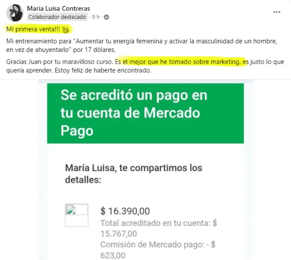Testimonial Challenge de 30 d&iacute;as para vender en autom&aacute;tico