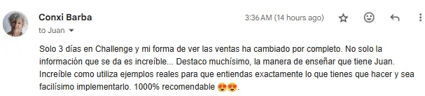 Testimonial Challenge de 30 d&iacute;as para vender en autom&aacute;tico