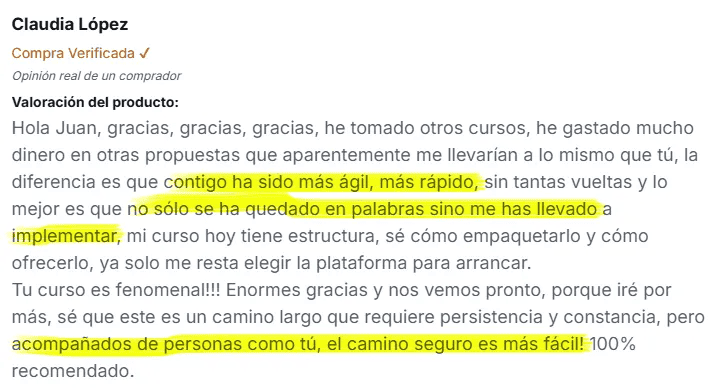 Testimonial Challenge de 30 d&iacute;as para vender en autom&aacute;tico