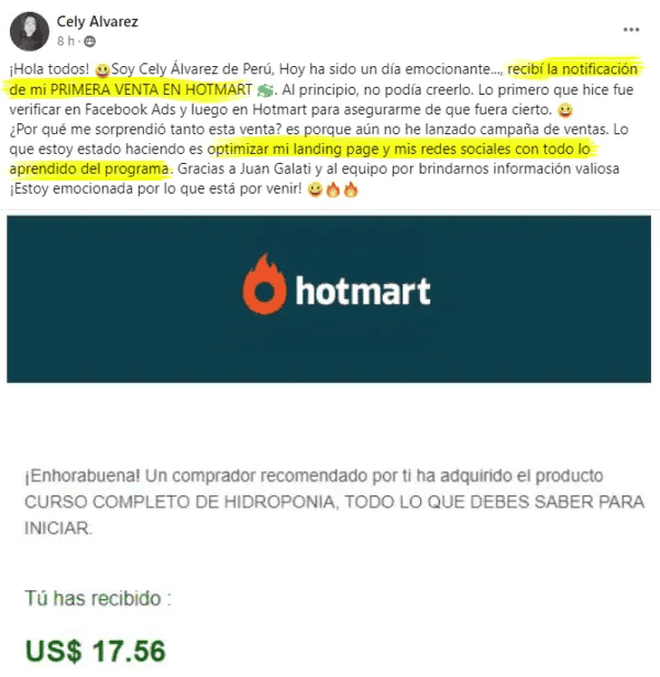 Testimonial Challenge de 30 d&iacute;as para vender en autom&aacute;tico