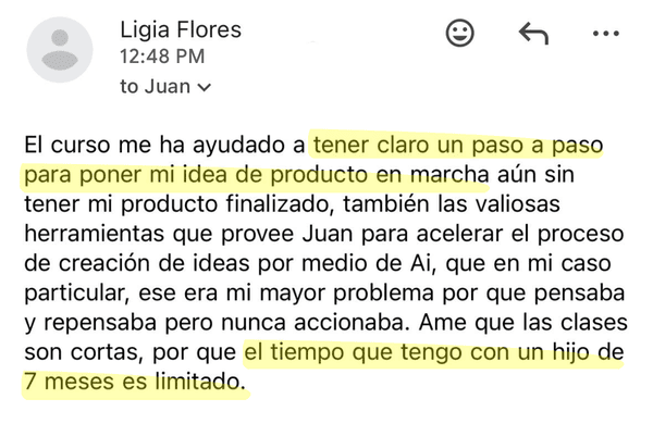 Testimonio sobre el curso de Ventas de Productos Digitales
