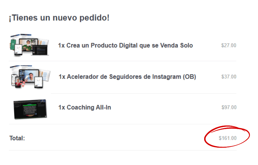 Venta de producto digital m&aacute;s los upsells